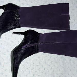 Franco Sarto Purple Calf LeatherBoots, Size 7 1/2